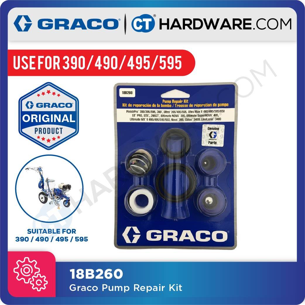 GRACO 18b260 PUMP REPAIR KIT ( FOR 390 / 490 / 495 / 595 ) Lazada