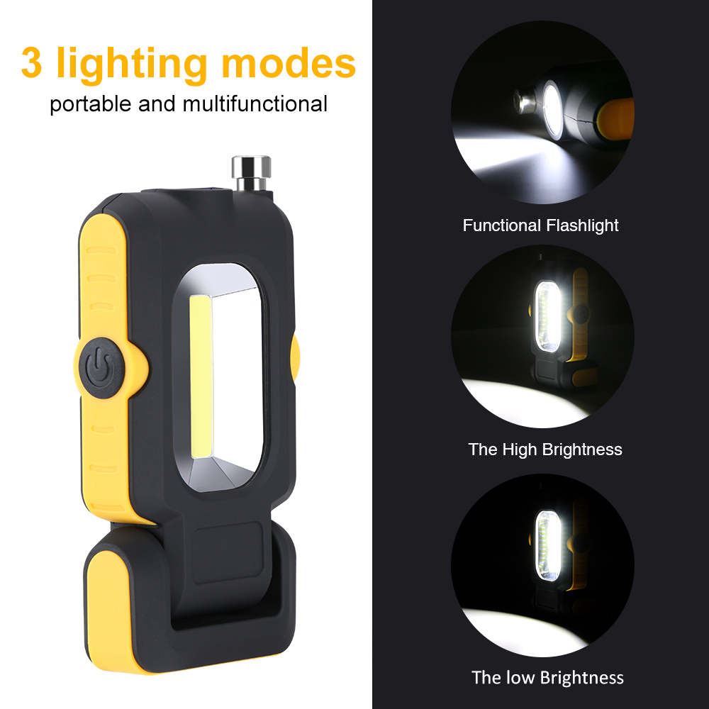 ✈Nam Châm Mạnh Mẽ COB LED Đèn Pin 3 Chế Độ Battery Operated Đèn Làm Việc Nam Châm Mini Chiếu Sáng LED Torch Đèn