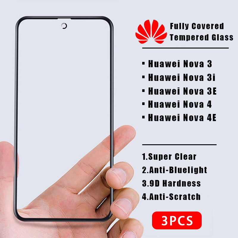 3Pcs Hontinga 9D For Huawei Nova 2i Nova 2 Plus Nova 3 Nova 3i Nova 3E Nova 4 Nova 4E Nova 7i Nova 2 Lite Nova 5T Nova 7 Nova 7 SE 7SE Nova 8i 9 SE 9SE Nova 10 P30 3Pcs 9D Full Cover Tempered Glass Screen Protector