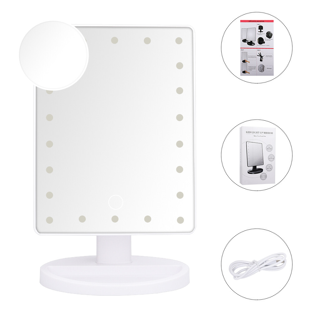 DECINIEE Vanity Lighted Makeup Mirror with 10X Magnifying Mirror 22 LED Lighted Mirror Touch Screen 180 Degree Rotation Cosmetic Mirror