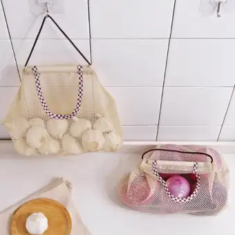 1pc Hanging Storage Kitchen Onion Garlic Organizer Net Fruit