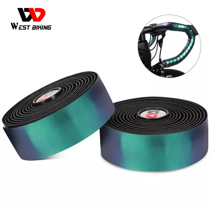 West Biking Road Bike Handlebar Tape Reflective Discoloration Triangle Pattern Bicycle Bar Tape With Bar Plugs Bicycle Accessories