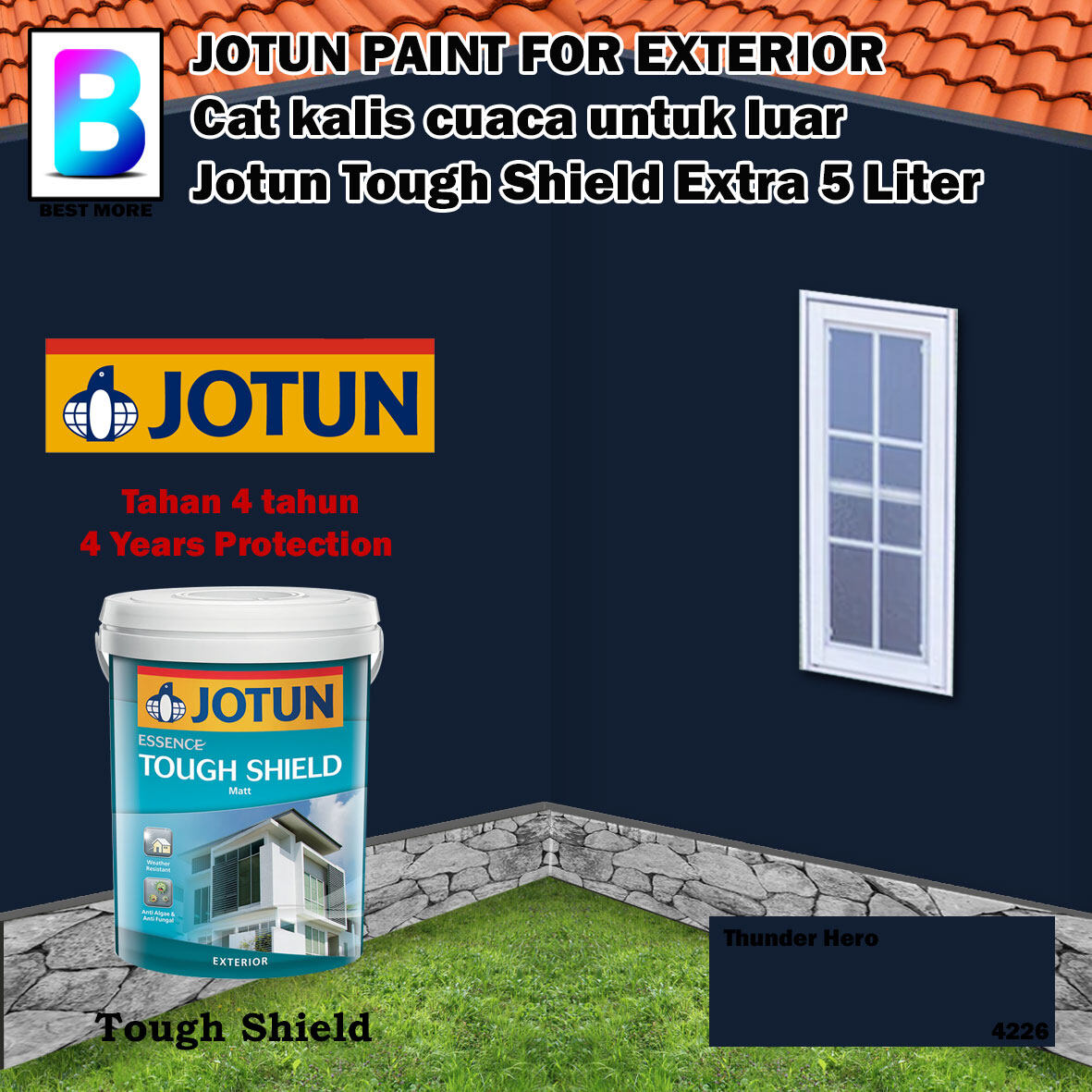 Jotun Tough Shield Exterior Paint 5 Liter Fire Brick 2131 / Thunder