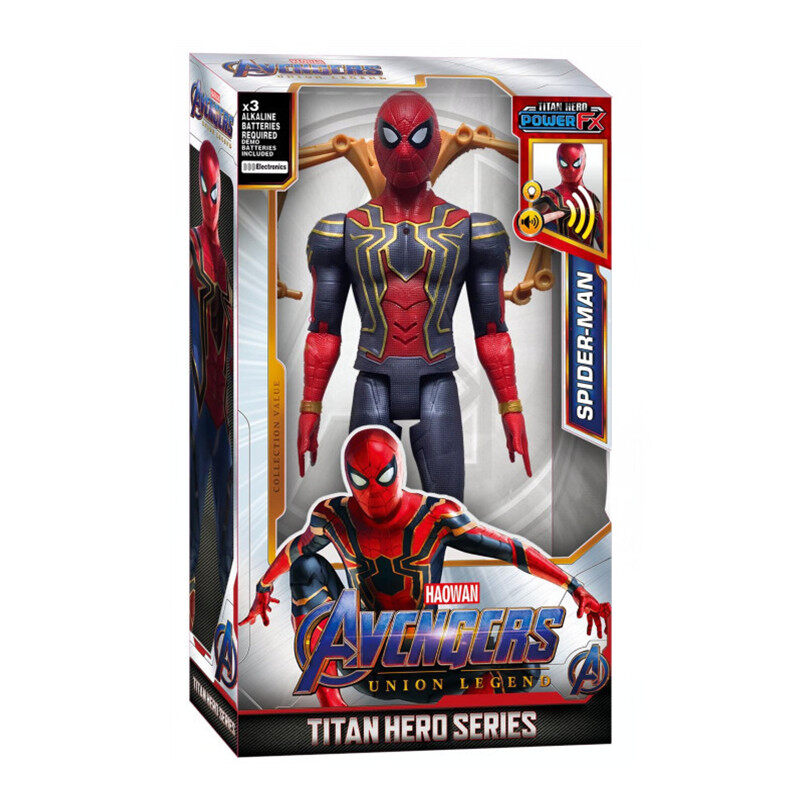 Light and Sound Marvel Action Figure PVC Batman Spiderman Black Panther Collectible Model Doll Children Toys