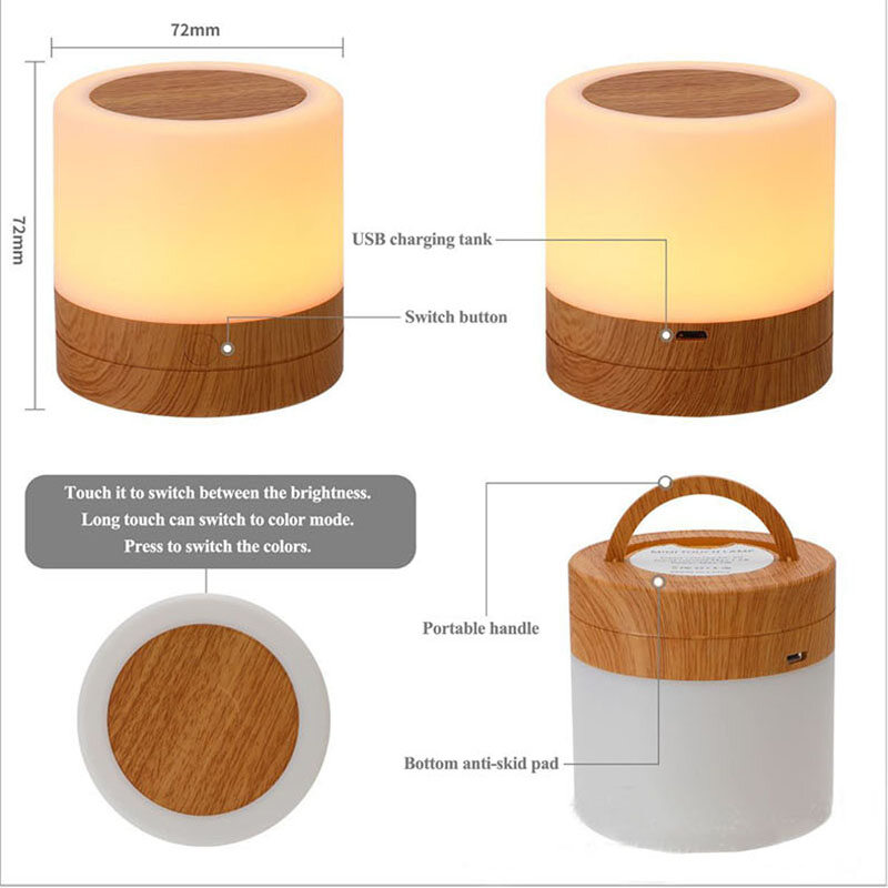SaTine Touch-type remote control toning bedside lamp usb charging led colorful atmosphere timing lights off pat night light
