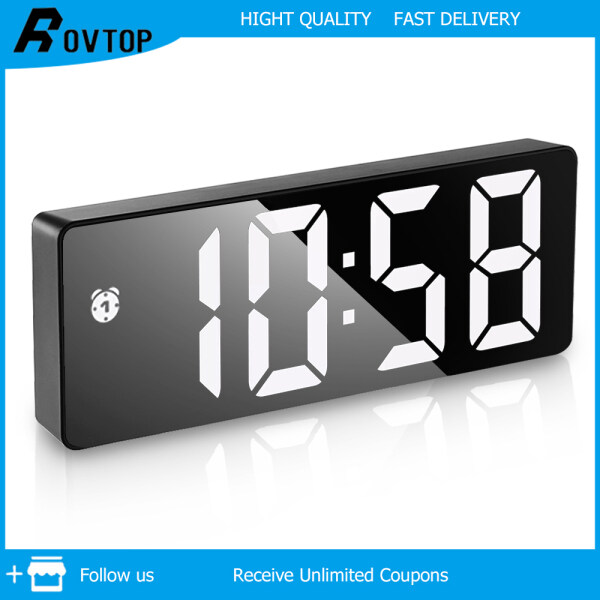 Rovtop Đồng Hồ Kỹ Thuật Số Đồng Hồ Báo Thức LED Đồng Hồ Để Bàn USB Điều Khiển Bằng Giọng Nói 3 Chế Độ Báo Thức Có Thể Điều Chỉnh Độ Sáng Cho Gia Đình Phòng Ngủ Văn Phòng Đồng Hồ Phong Cách Đơn Giản Hai Cách Để Cắm Pin b