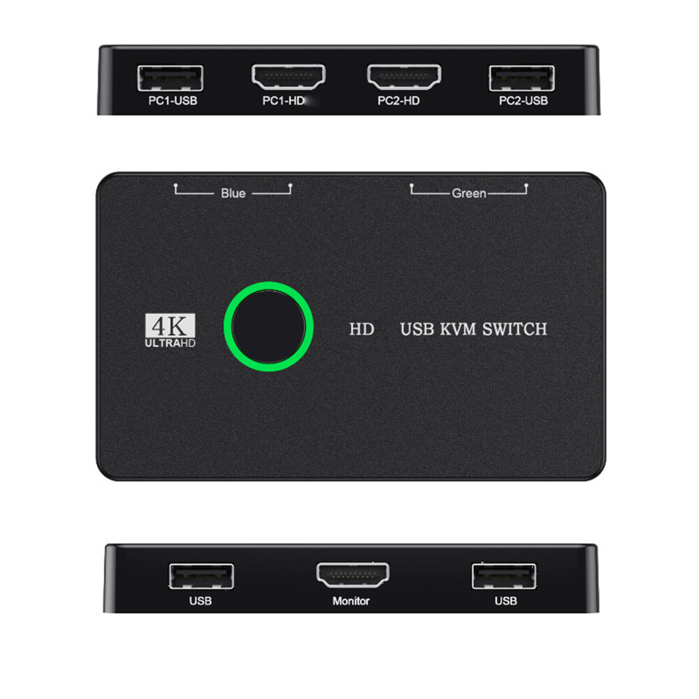 KVM Switcher Display KVM Hub Adapter Equipment USB KVM Selector for 2 PC Sharing