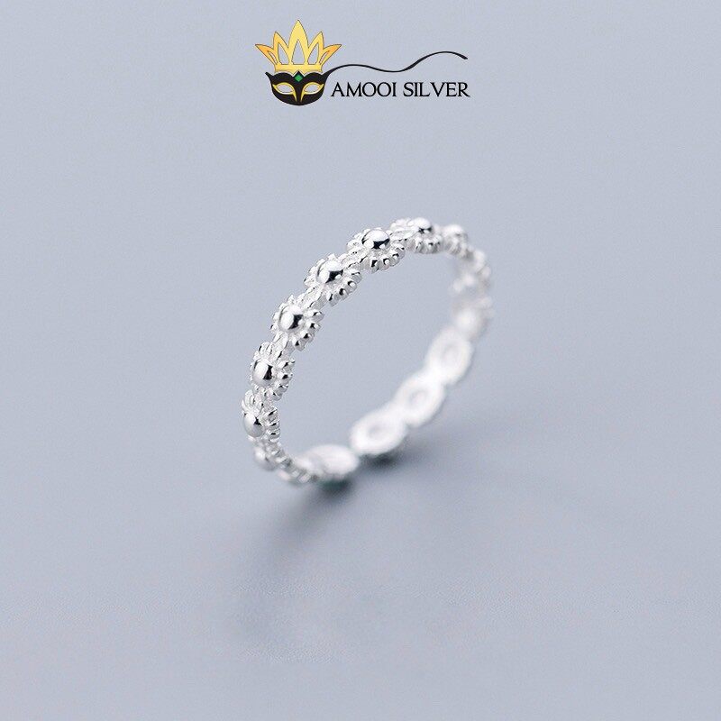 Nhẫn bạc s925 freesize hoa nhí - amooi silver an13