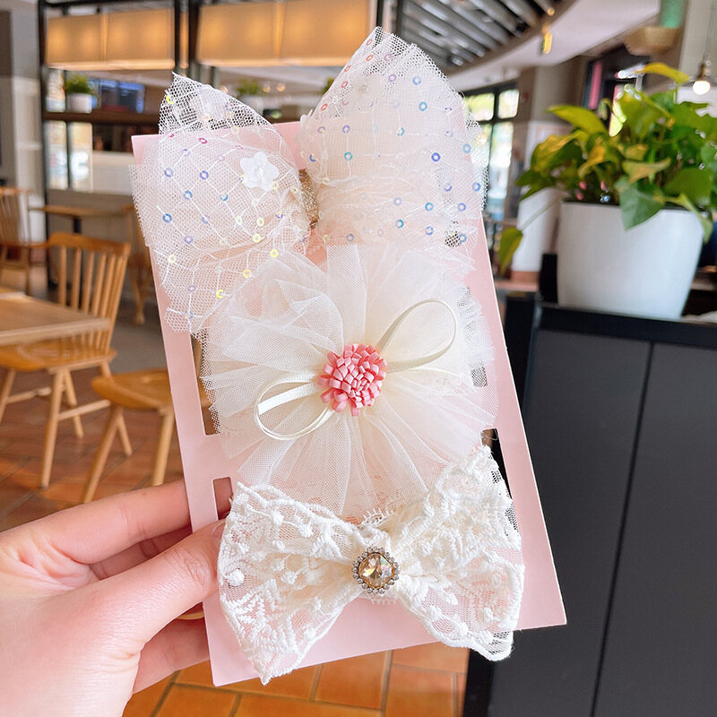 3Pcs/set Baby Girl Headbands Princess Bowknot Baby Hair Ties Lace Flower Crown Newborn Hair Band Kids Girl Stretch Headband Hair Accessories 3Pcs/set Baby Girl Headbands Princess Bowknot Baby Hair Ties Lace Flower Crown Newborn Hair Band Kids Girl Stretch