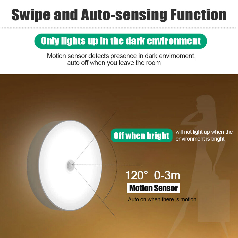 Rovtop Đèn ngủ led có thể điều chỉnh độ sáng cảm biến chuyển động sạc usb với đế từ (Sản...