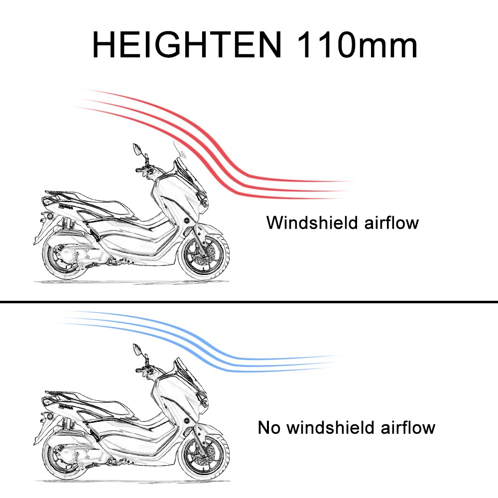 Motorcycle Universal Windshield Clamp-On Variable Windscreen Spoiler Extension