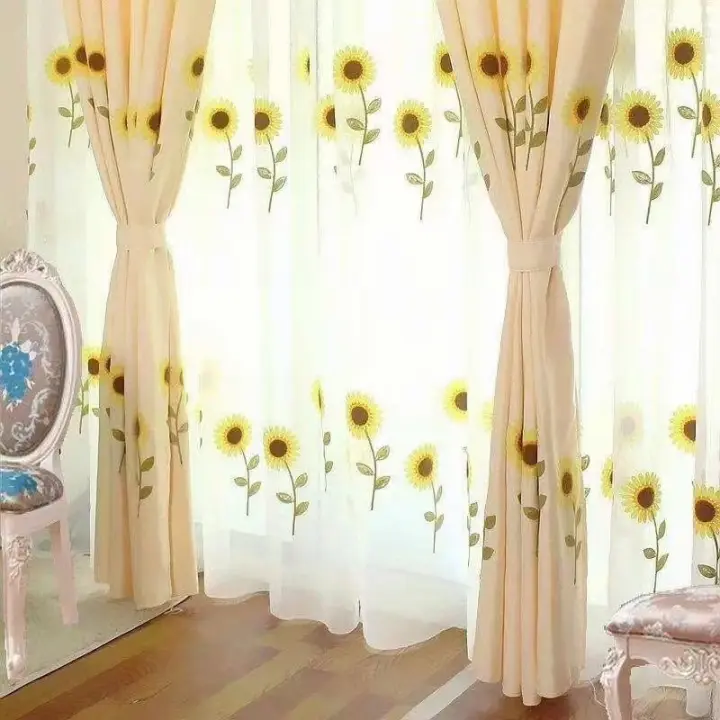 High End Past Sunflower Tulle, Curtains For Yellow Living Room