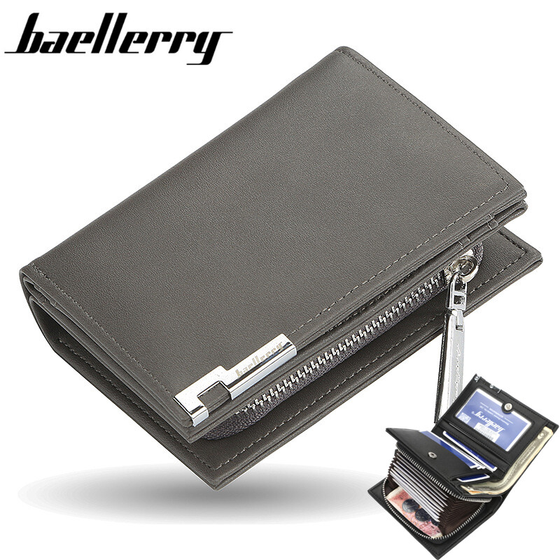 Baellerry Short Men Wallets Fashion New Card Holder Multifunction Organ Leather Purse For Male Zipper Wallet With Coin Pocket