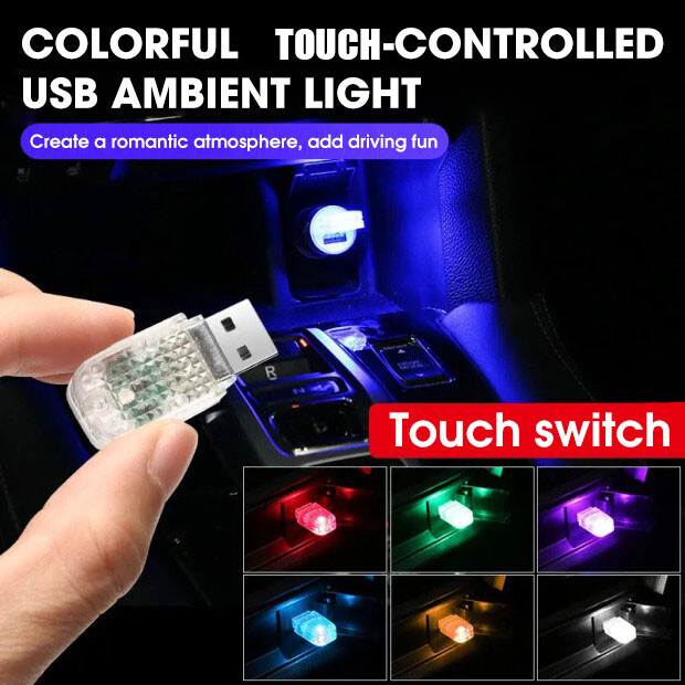 Portable USB LED Atmosphere Light Finger Touch Sensor Car Interior Light Colorful Auto PC Computer Decorative Night Light