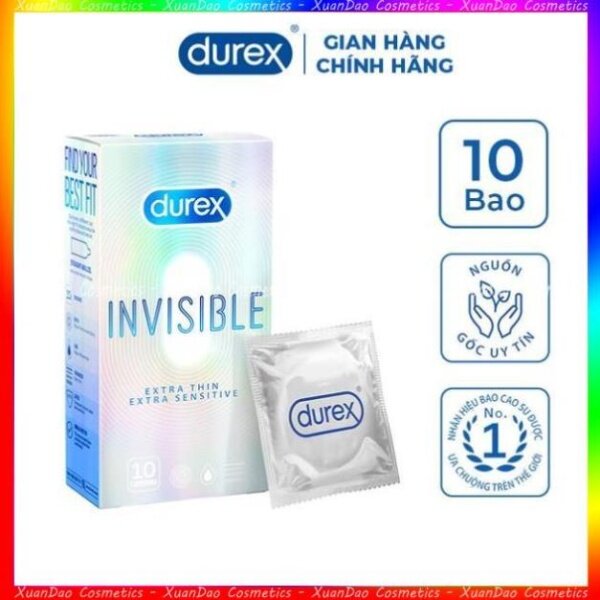 Bao cao su Durex Invisible Extra Thin Extra Sensitive hộp 10 bao mẫu mới nhập khẩu
