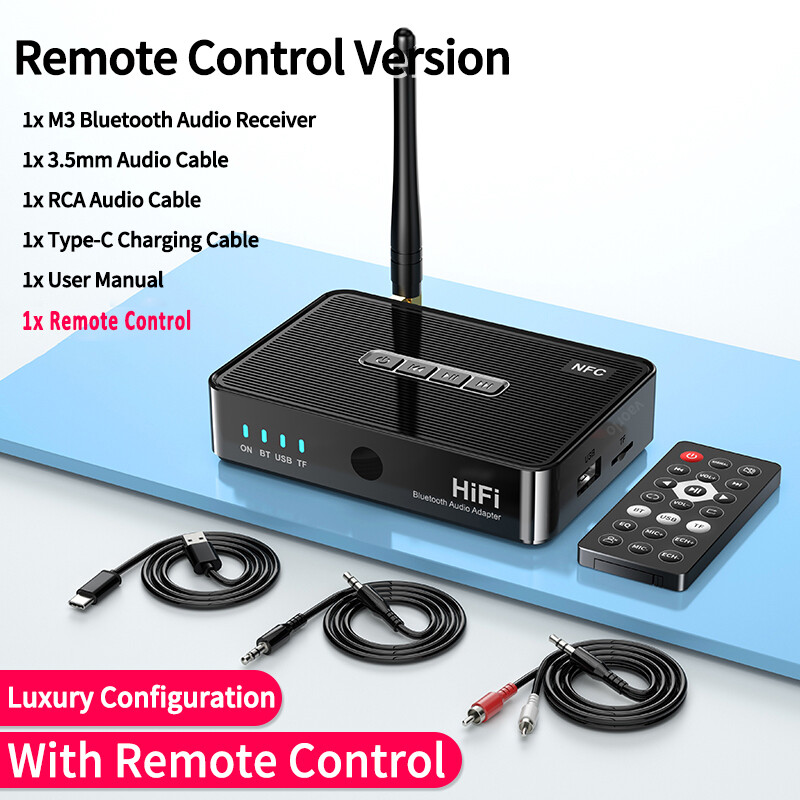 Bluetooth 5.1 Receiver NFC 3.5mm Jack Wireless Audio Adapter 6.5mm Micrphone Karaoke Stereo Music Support U Disk TF for PC Car Speaker
