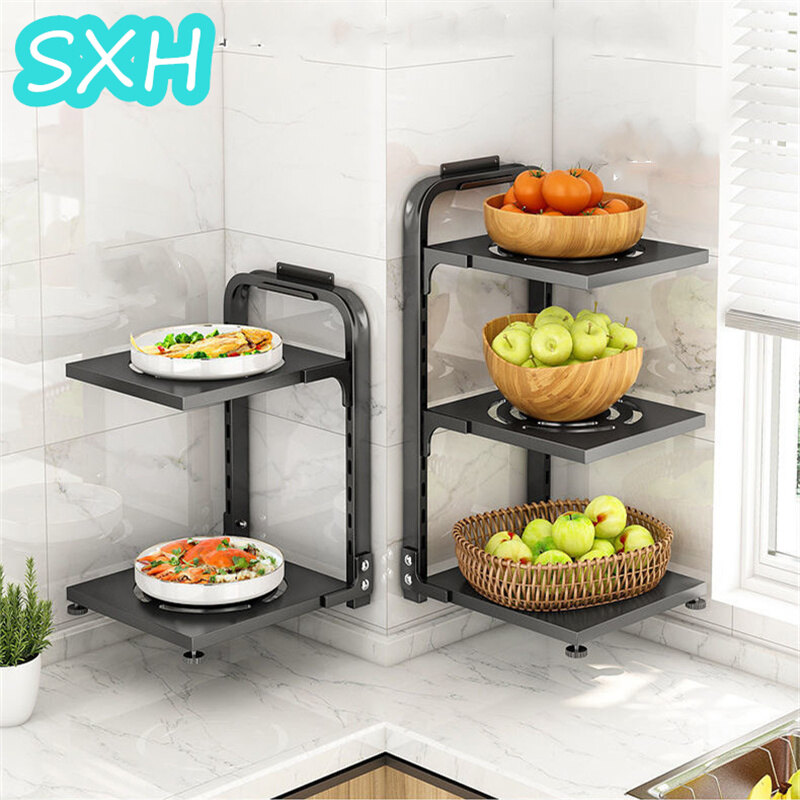 SXH Kitchen Pot Rack Rack New Multi-Layer Adjustable Sink Cabinet Inner Corner Countertop Dish Storage Rack Kitchen Organizers