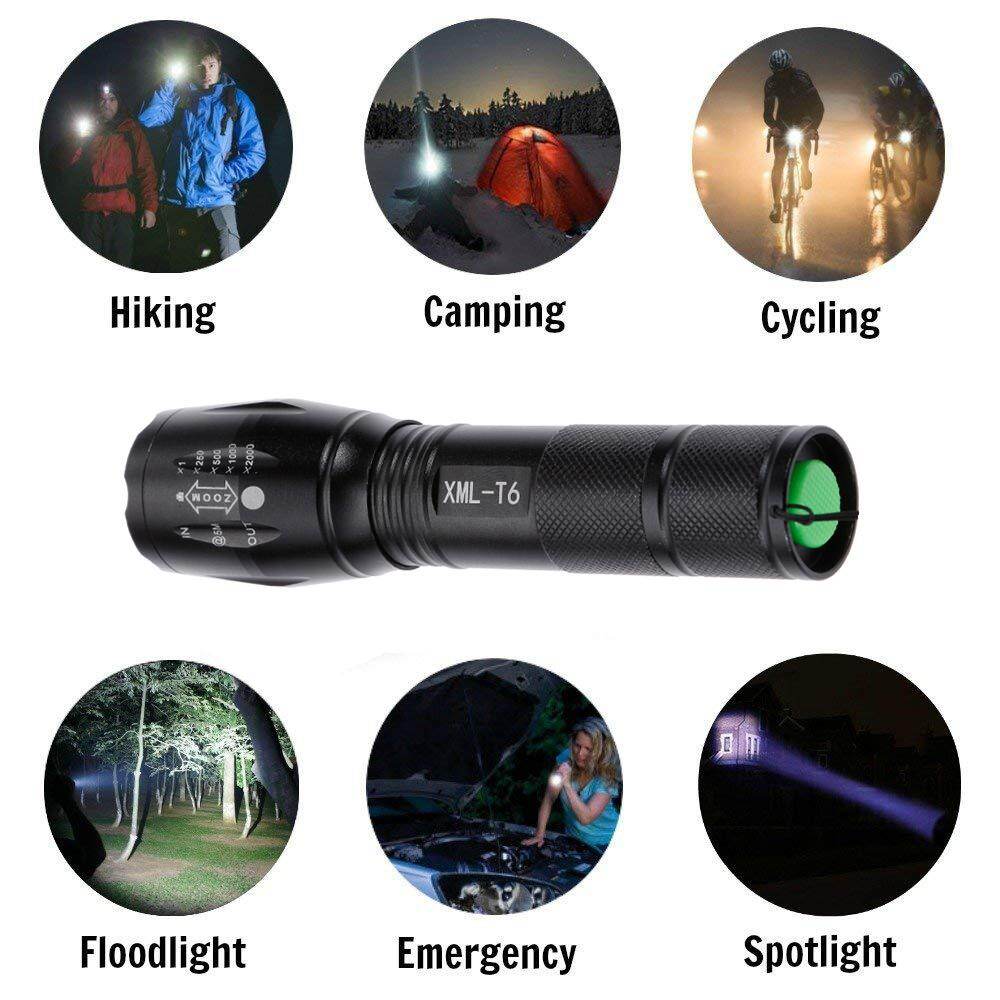 Vastar Ultra Bright  T6 LED 5 Mode Bright Zoom Flashlight Splashproof Torch