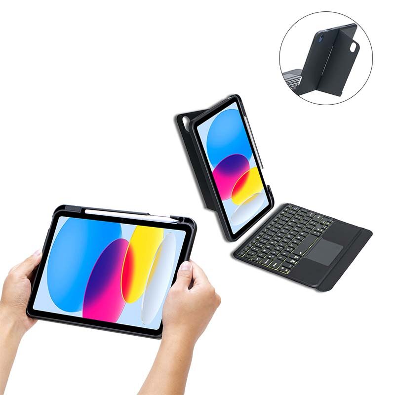 Backlights TouchPad Keyboard with Movable Case for iPad 11th Gen 2025 + Mouse, Vertical Stand Detachable Case with Magnetic Keyboard for iPad 10th 9th 8th 7th Gen, iPad Air 11 2025 2024, Air 5 4, iPad Pro 11 2024 2022 2021 2020, Mini  76