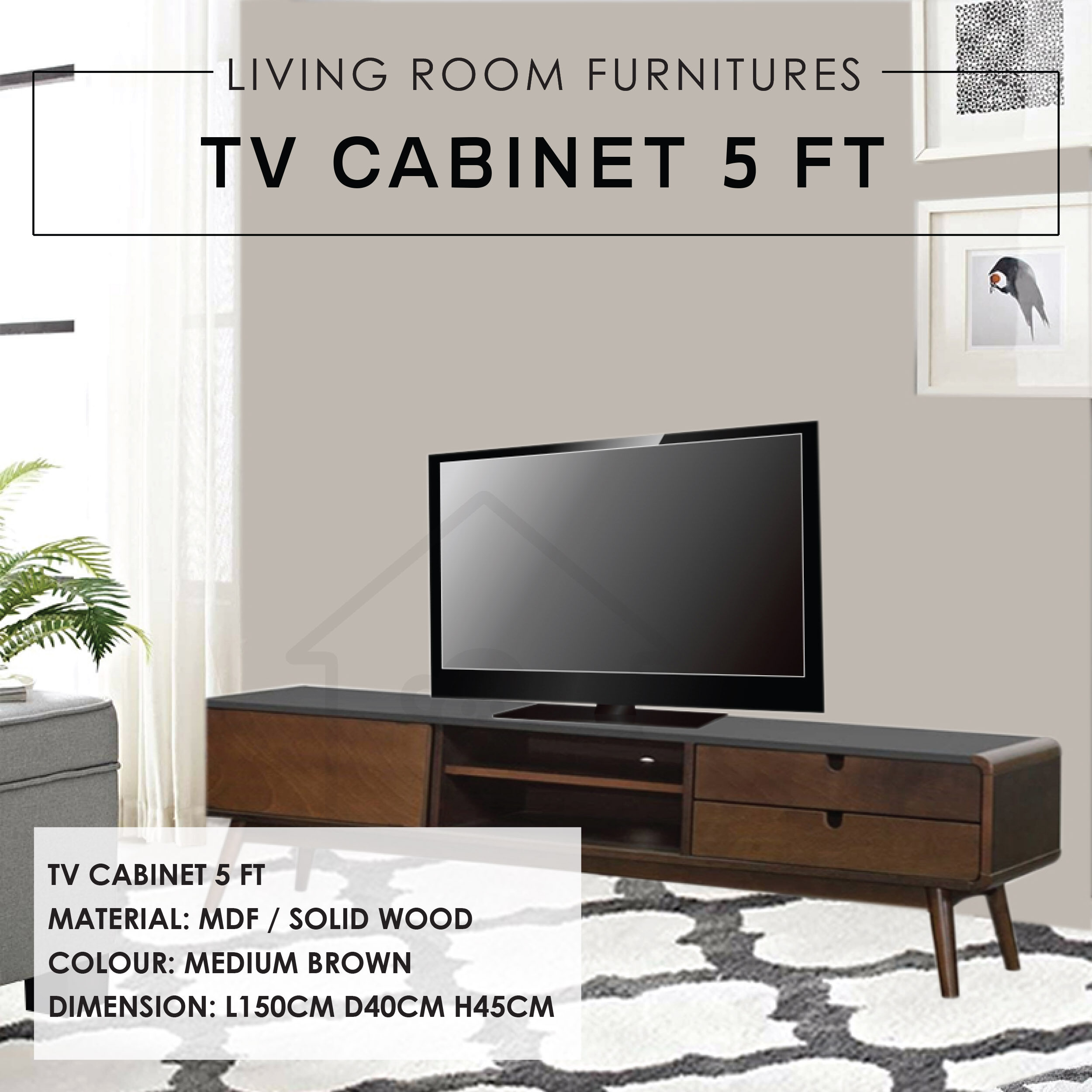 TV 5 FT + Book Shelf/TV RACK/TV SET/TV CONSOLE/MEDIA STORAGE