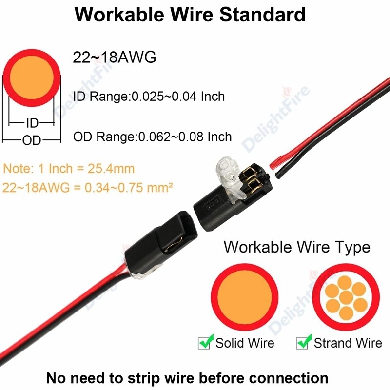 10PCS 2 Pin Electrical Terminals Toolless Spring Quick Wire Pluggable Connector Crimp Terminal Block For LED Light Cable