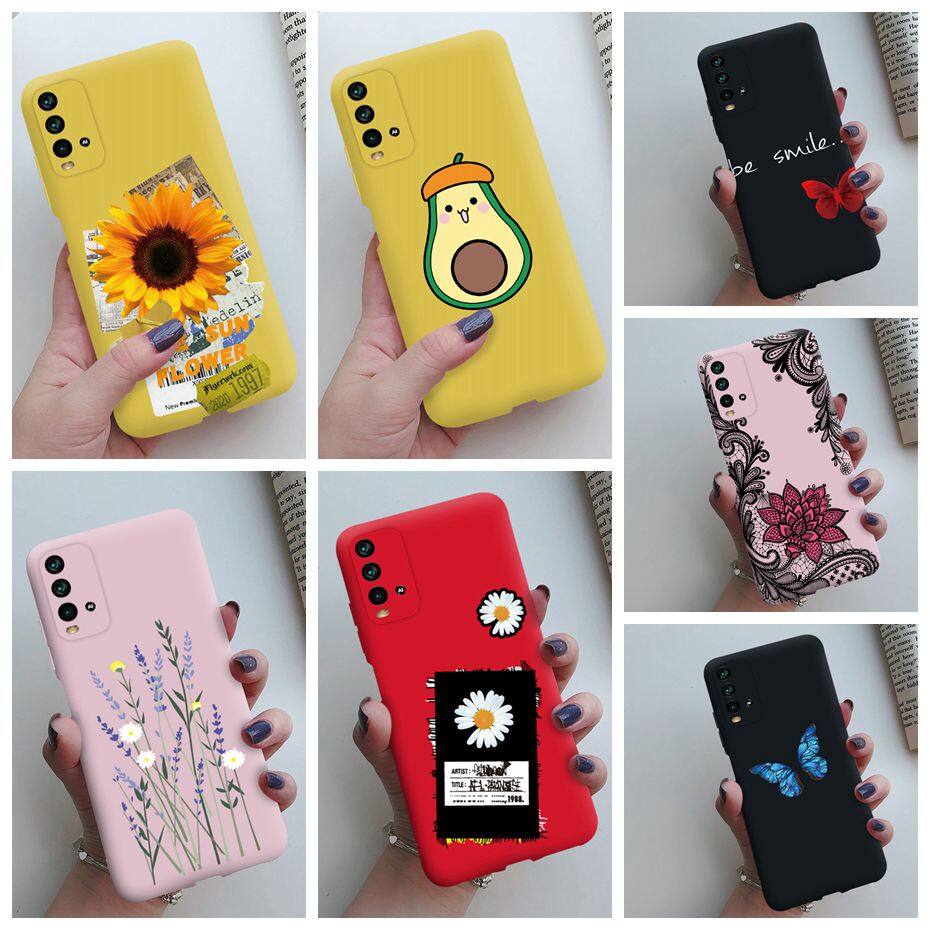 Redmi 9T Cover Cute Avocado Daisy Sunflowers Print Shockproof Soft Case For Xiaomi Redmi 9T 2021 Phone Case