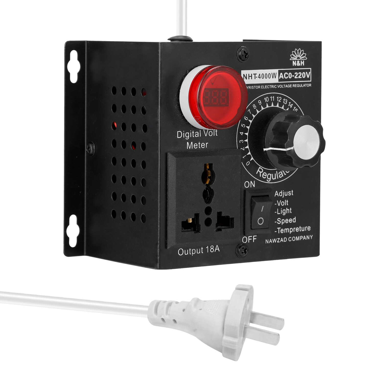 KKmoon AC110V 4000W Compact Variable Voltage Controller Portable Speed Temperature Light Voltage Adjuatable Dimmer
