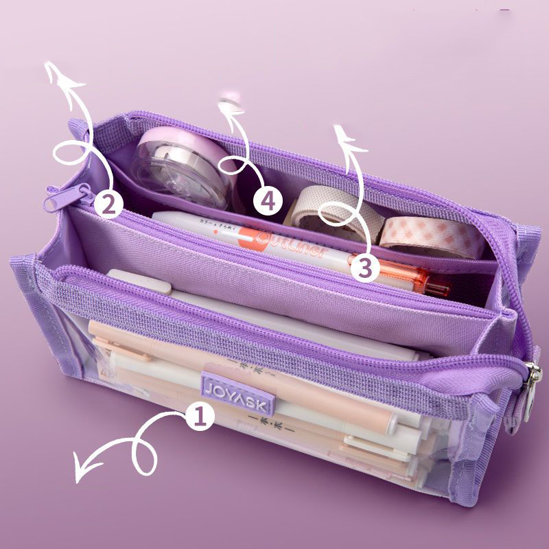 Pencil Case Pen Bag Clear Case Marker Pouch Multifonction Organizer Box Transparent case Makeup Bag Office College School Gift for adults