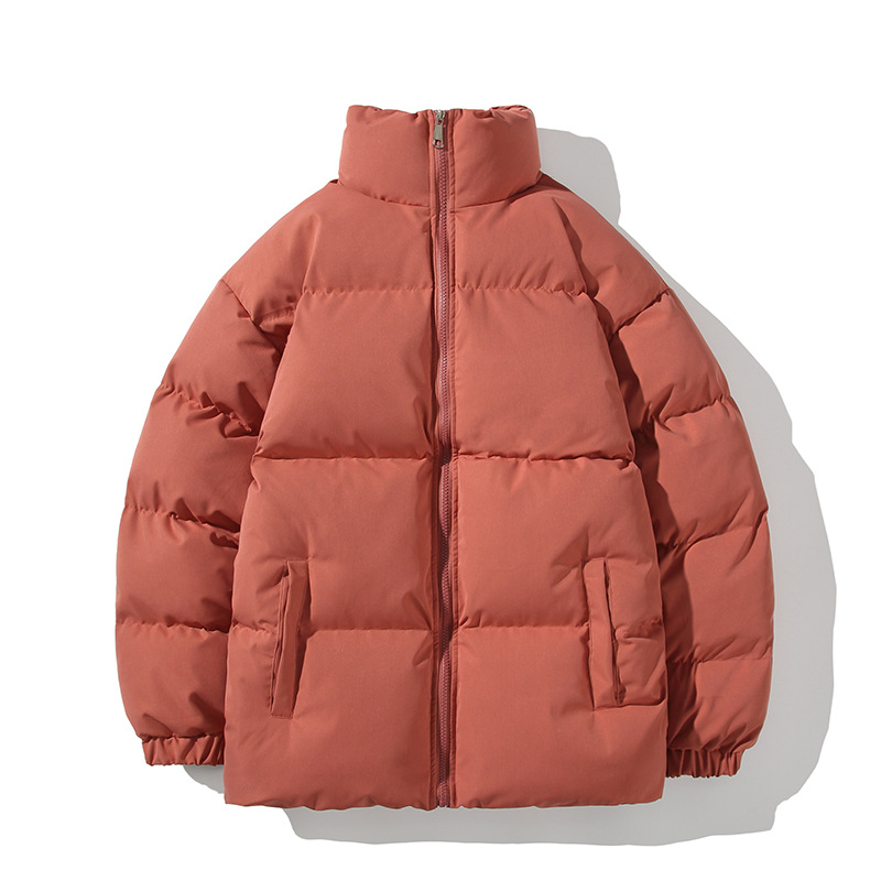 SINRANSINYA丨Áo Khoác Cotton Màu Trơn Dáng Rộng Cỡ Lớn Cho Nam Áo Khoác Cotton Cổ Đứng Dày Dặn Quần Áo Cotton Cho Nam