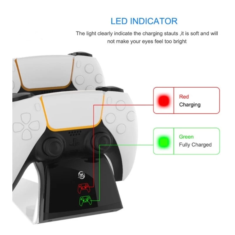Đế Sạc Nhanh Cho JYS-P5102 Đế Sạc Kép Cho Tay Cầm Chơi Game PS5 Cho Đế Sạc Bộ Điều Khiển PS5 Với Bộ Chuyển Đổi AC