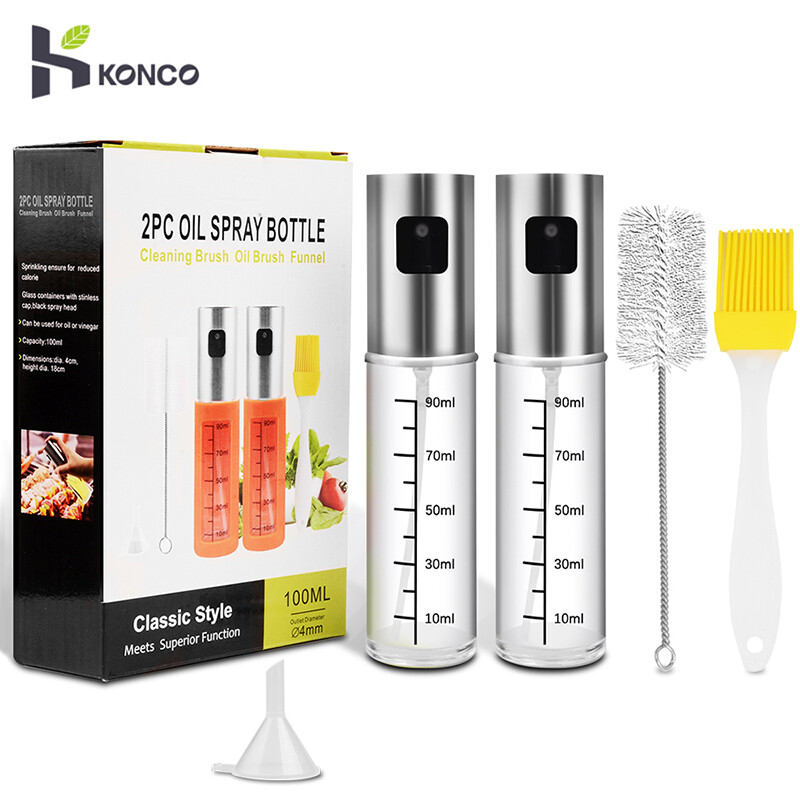 Konco kitchen oil Dispenser glass Oil Storage Bottle scale wash brush oil Brush  BBQ Oil Bottle Cooking Baking Vinegar Mist Sprayer Barbecue Spray Bottle Oil Spray Bottle Cooking Baking Vinegar Mist Sprayer Barbecue Spray Bottle funnel gift box