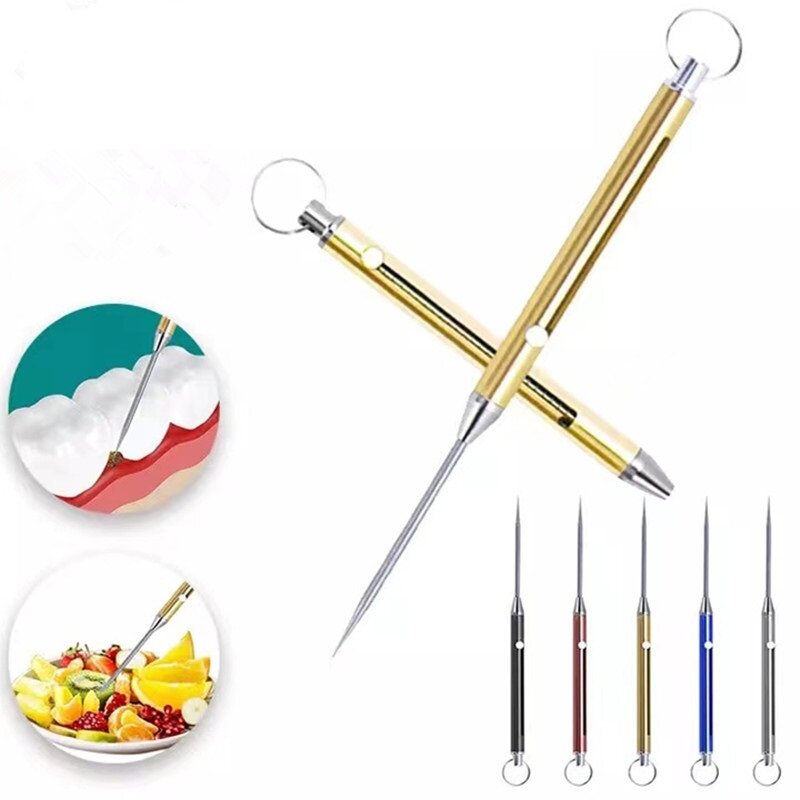 Titanium Alloy Fruit Pick Tooth Pick Gift Retractable Toothpick Portable High Strength