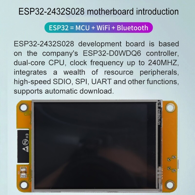 ESP32 Development Board Wifi BT 2.8 Inch 240x320 Intelligent Display TFT Module TouchScreen LVGL Automatic Download