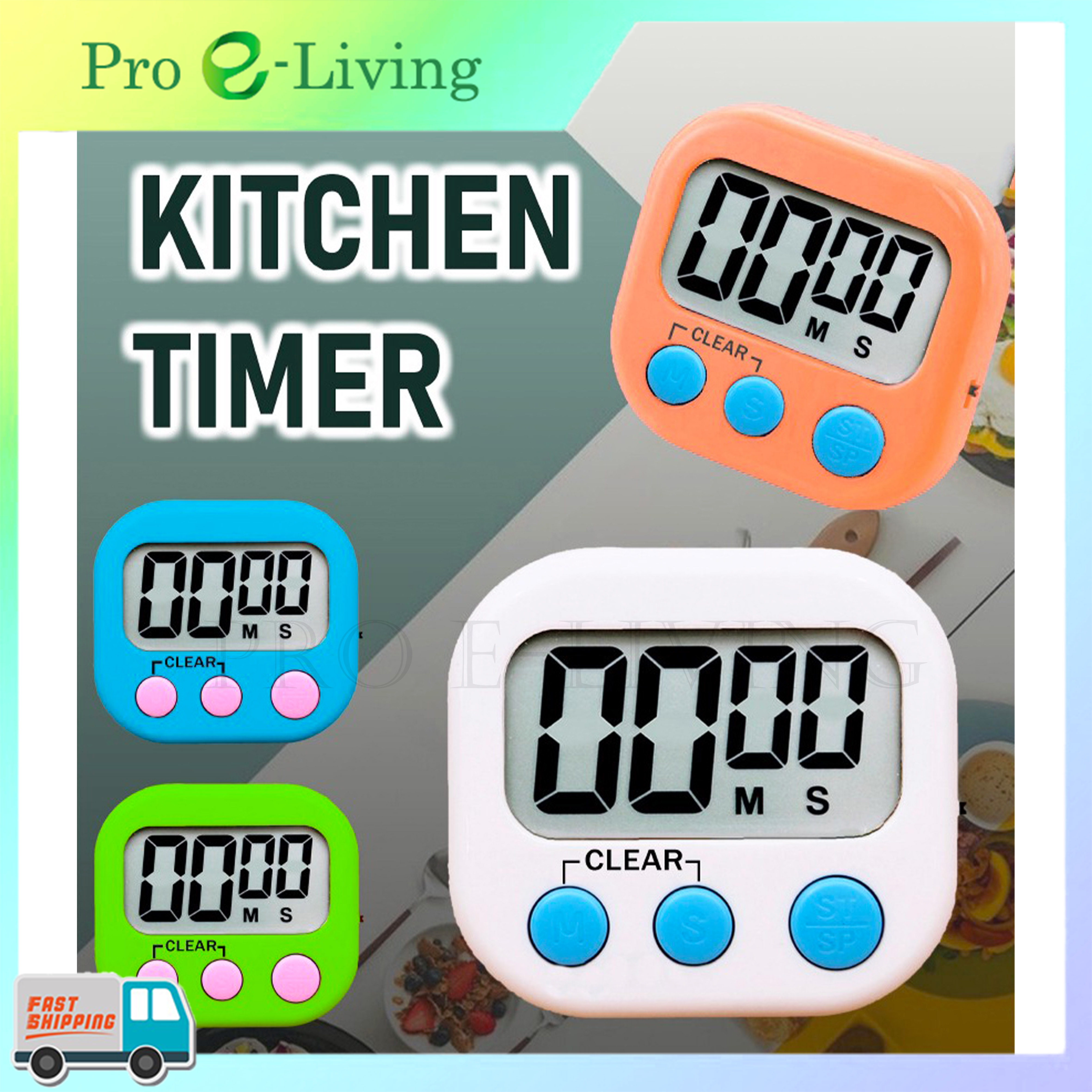 Kitchen Timer Magnetic LCD Digital Kitchen Cooking Timer Stopwatch ...