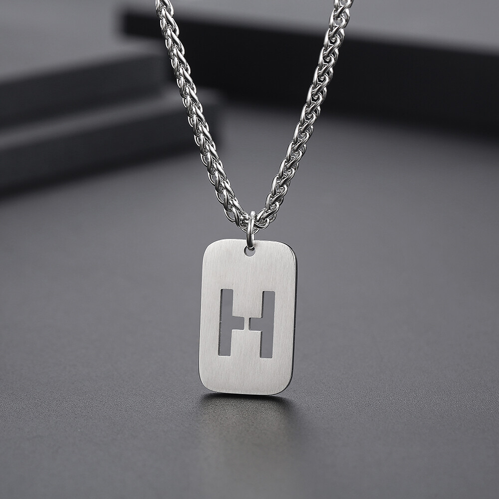 26 Vòng cổ mặt dây chuyền chữ cái thép titan hip hop bé trai và bé gái Chuỗi Dây Xích gắn áo len dây chuyền chạm xương quai xanh Áo chuỗi
