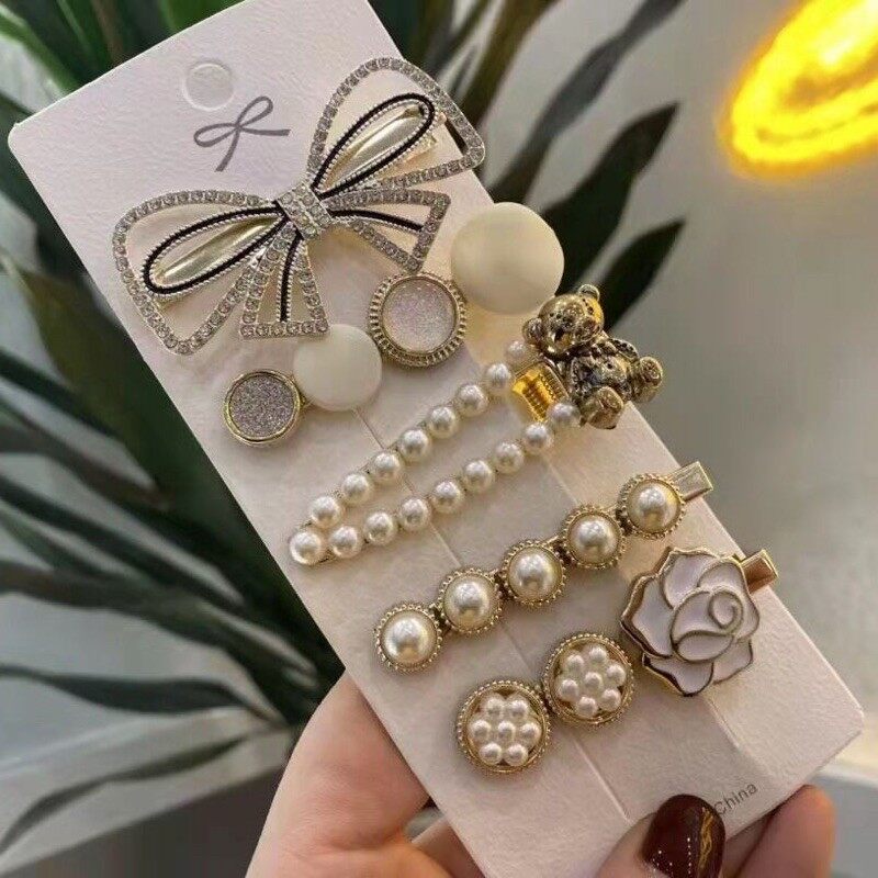 Set 5 kẹp tóc đính đá hàn quốc siêu xinh cho nữ
