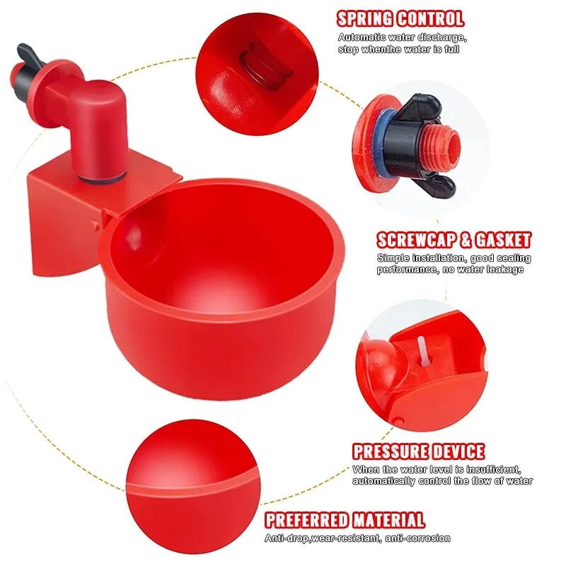 【88HomeStore】10/5 Pcs Chicken Duck Drinking Cup Automatic Drinker Chicken Feeder Plastic Poultry Farm Water Drinking Cups Easy Installation