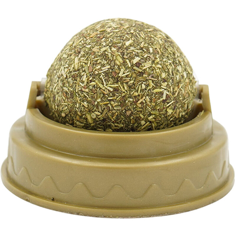 Lovinalnd Catnip Toys Rotating Catnip Ball Pet Mint Leaf Cat Catnip Ball Cleaning Teeth Toy Puzzle Catnip Ball