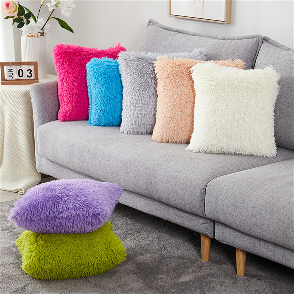 40*40cm Soft Fluffy Cushion Cover Throw Pillow Case Long Plush Home Sofa Decor