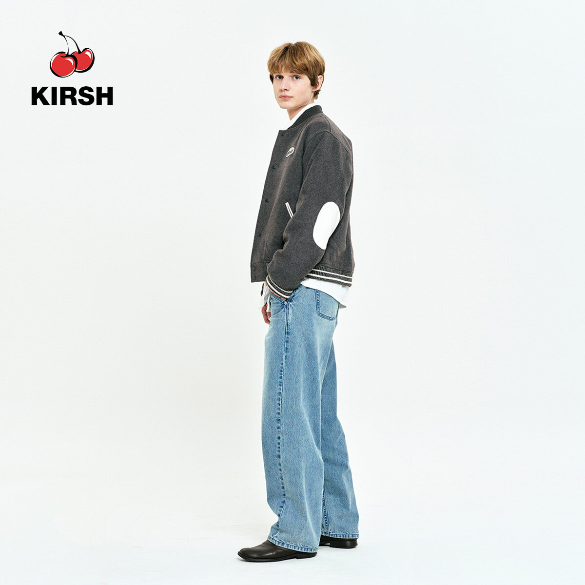 ★2023FW新作★KIRSH★UNI RIB POINT VARSITY JACKET UNI RIB POINT VARSITY JACKET [MELANGE GRAY] - KIRSH | 60