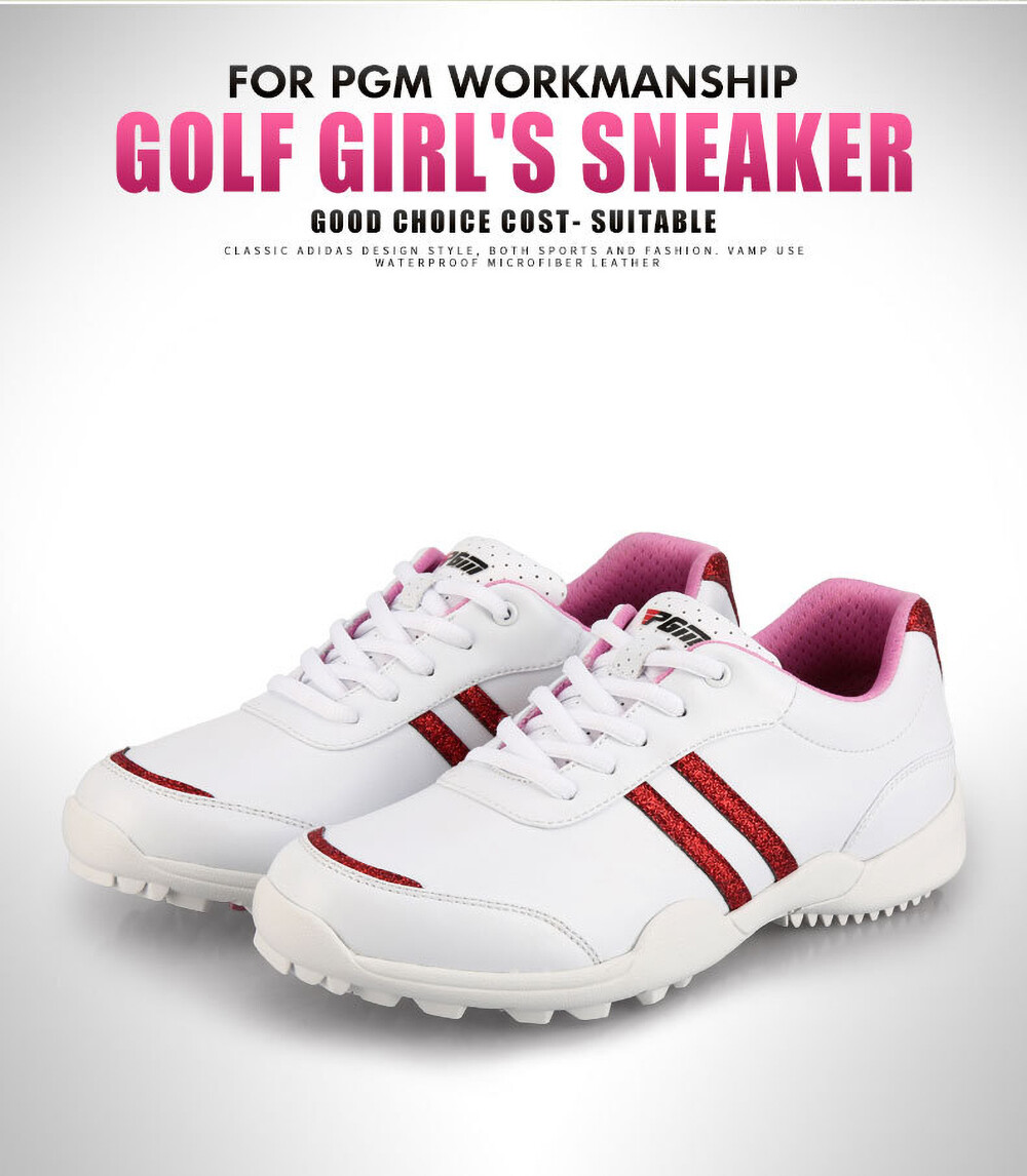 PGM Women Golf Shoes XZ138 Anti-slip Breathable Golf Sneakers Ladies Super Fiber Waterproof Shoes Outdoor Sports Leisure Trainers