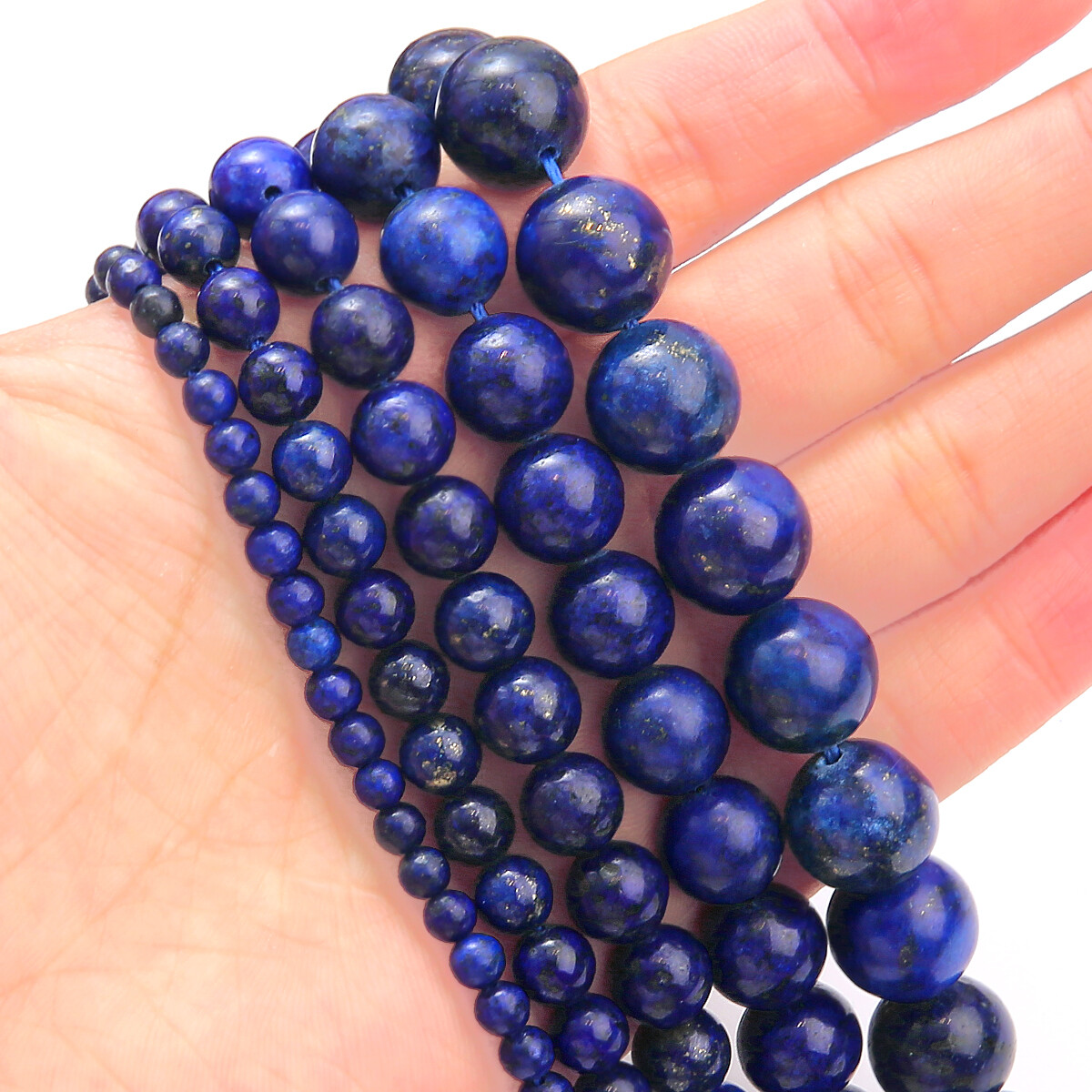 4/6/8/10/12mm Natural Stone Beads Lapis Lazuli Loose Round Beads for Jewelry Making DIY Bracelet Necklace Earring Jewelry Accessories About 15''(38cm)