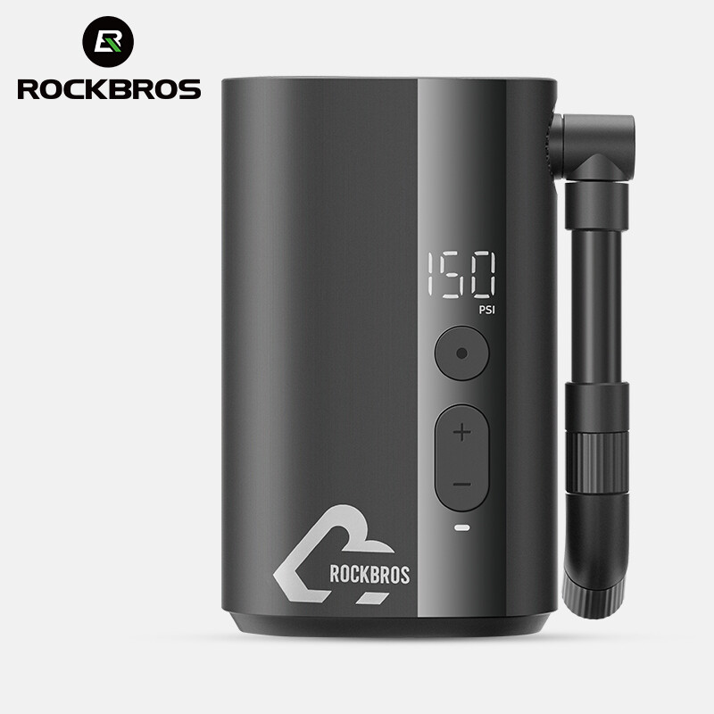 ROCKBROS Mini Electric Air Pump High Pressure 150Psi Intelligent Air Compressor Portable Air Pump For Car Motorcycle Bicycle High Capacity Battery 5000mAh Type-C Charging