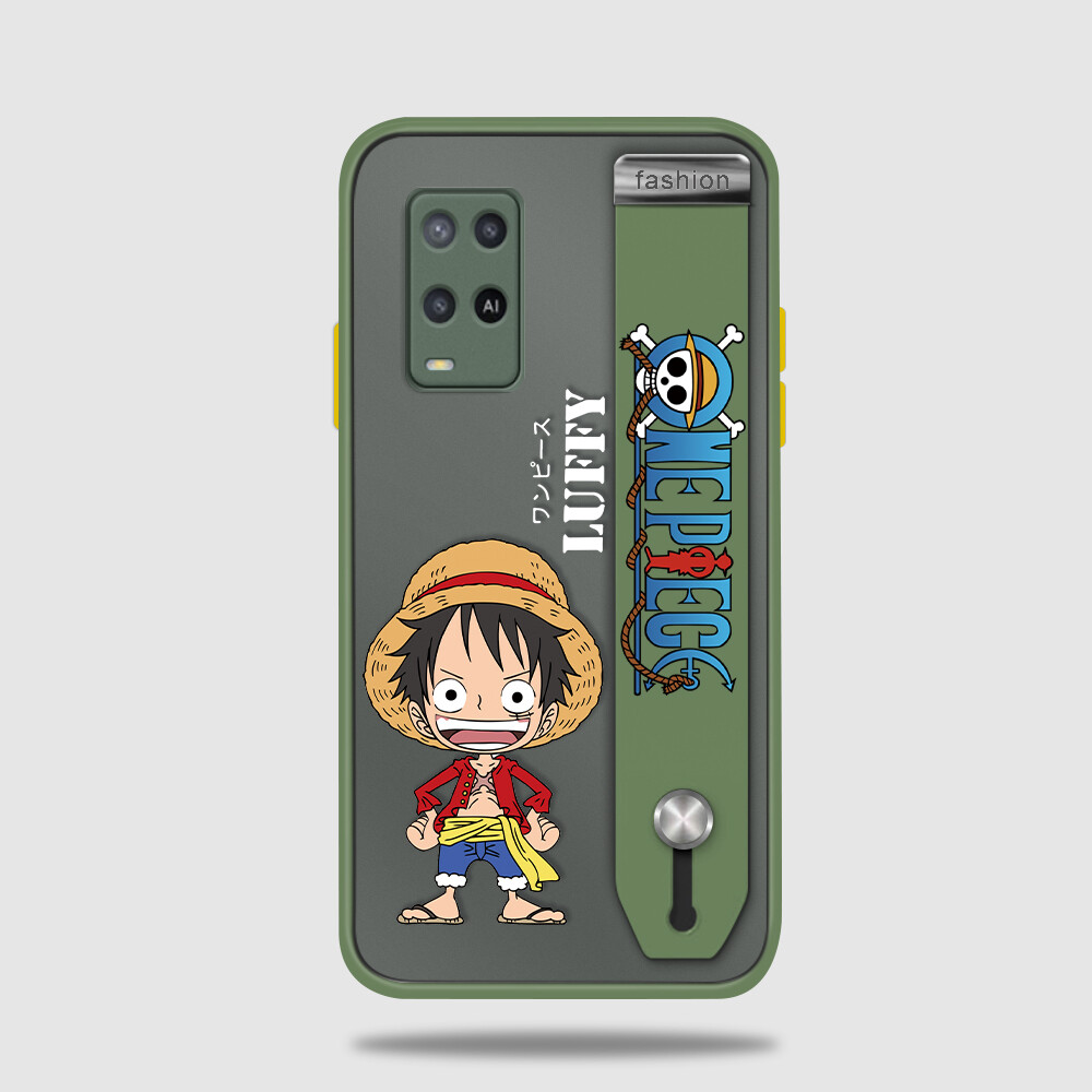 UCUC Case For OPPO A54 casing oppoa54 (With Wristband)Shockproof Frosted Back Cartoon Anime Casing For boys Luffy Soft Edge Full Lens Protection Cover Ultra Thin Phone Case