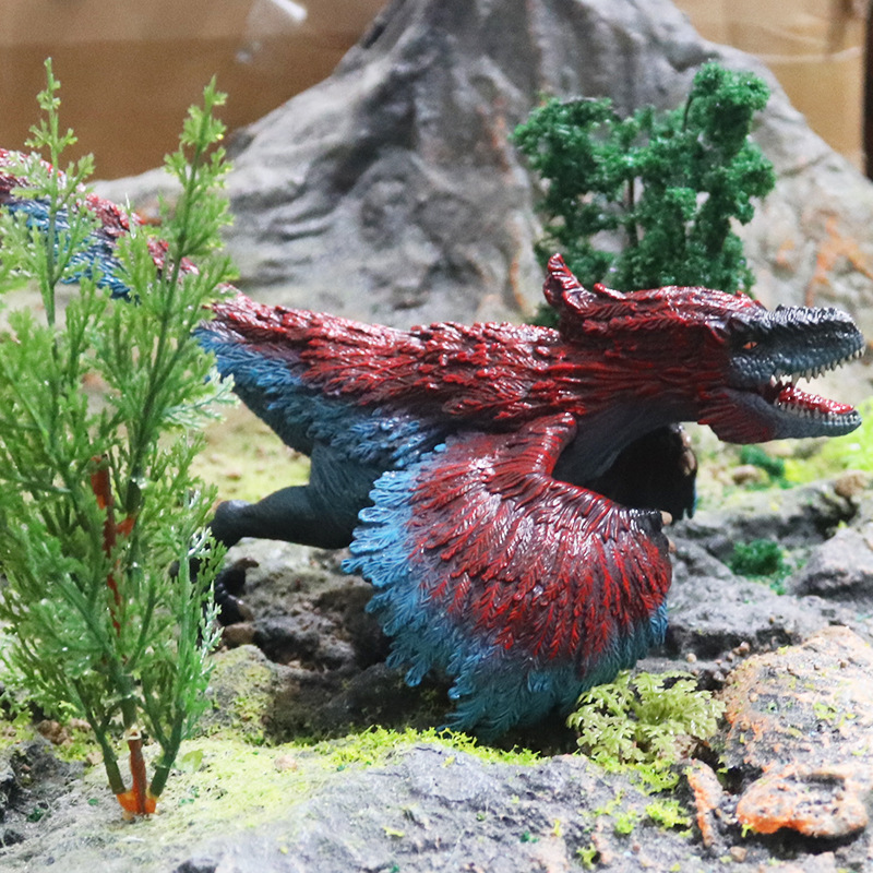 Fire Raptor Model Simulation Wild Animal Plastic Solid Jurassic Movie with Children's Science and Education Toys for Boys Toys for Girls