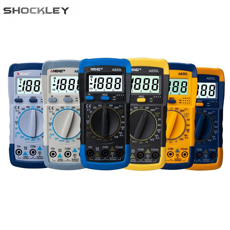 Shockley LCD Digital Multimeter A830L AC DC Voltage Diode Freguency Multitester Current Tester Luminous Display with Buzzer Function