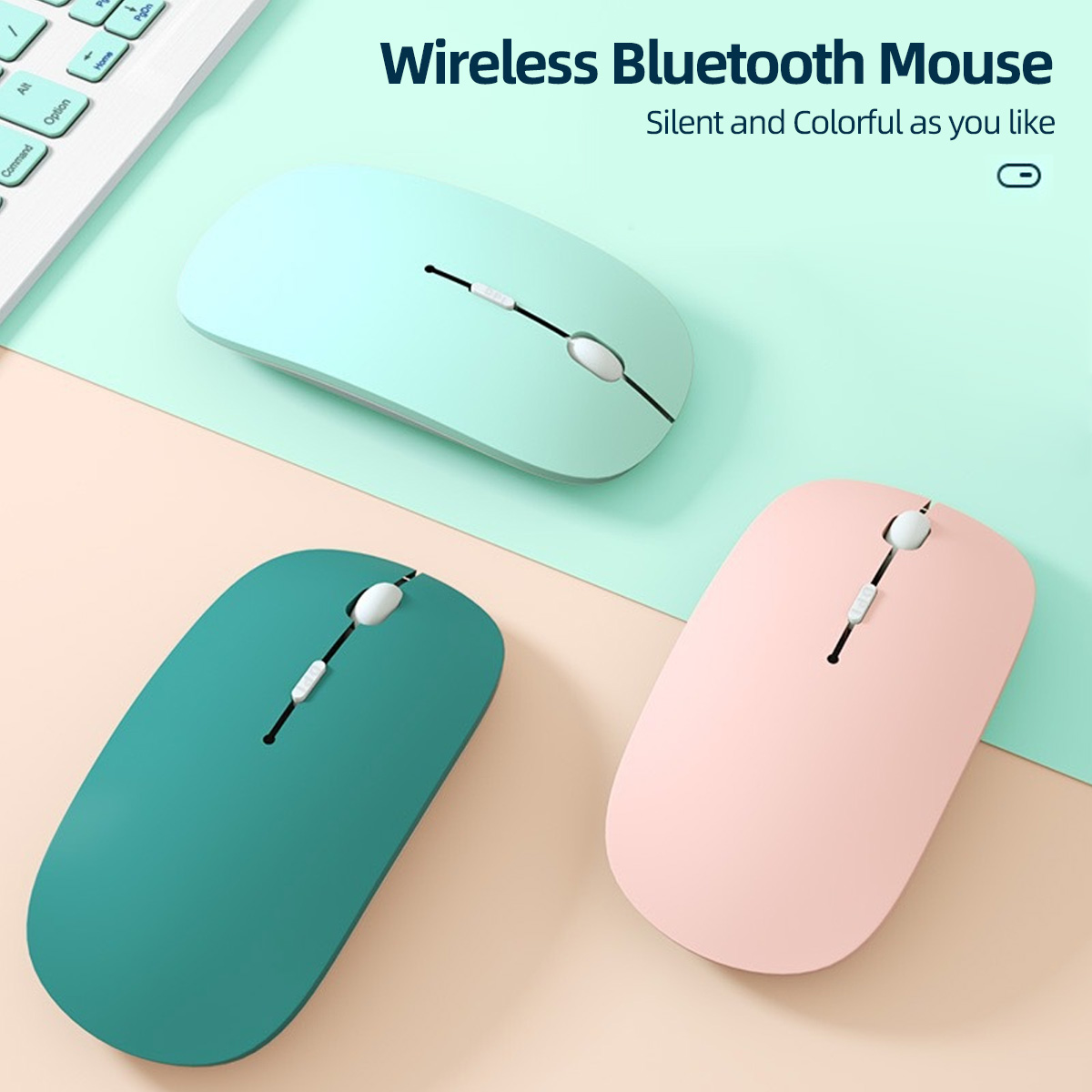 Bluetooth-compatible Mouse Dual Mode Silent Rechargeable Portable Wireless Mouse For Mobile Phone Office Tablet (in stock)