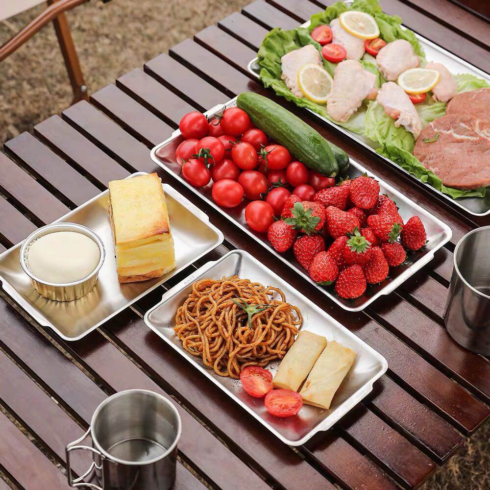 Toffi Stainless Steel Rectangular Tray Korean Food Plate Serving BBQ