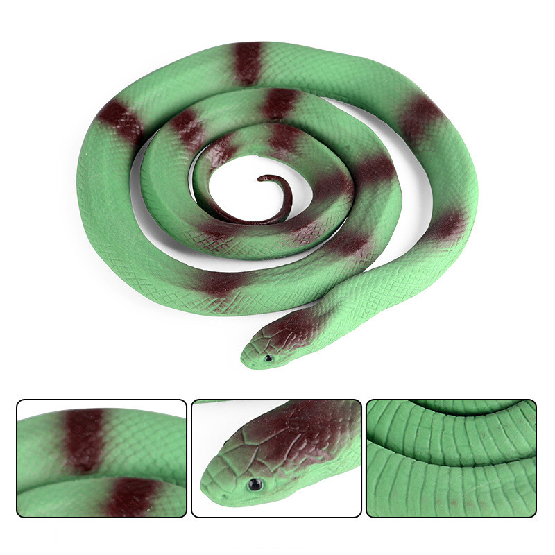 Children's Tricky Toy Amphibian Reptile Soft Glue Scale Snake Python Solid Simulation Snake Model Decoration Ornaments PVC Miniature Collection Toys Educational Kids Toy Toys for Boys Toys for Girls