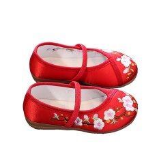 Sprng Children’s Embroidered Cloth Shoes Girls’ Shoes Children’s Dance Shoes Girls Sweet Princess Flats Kids Performance Shoes